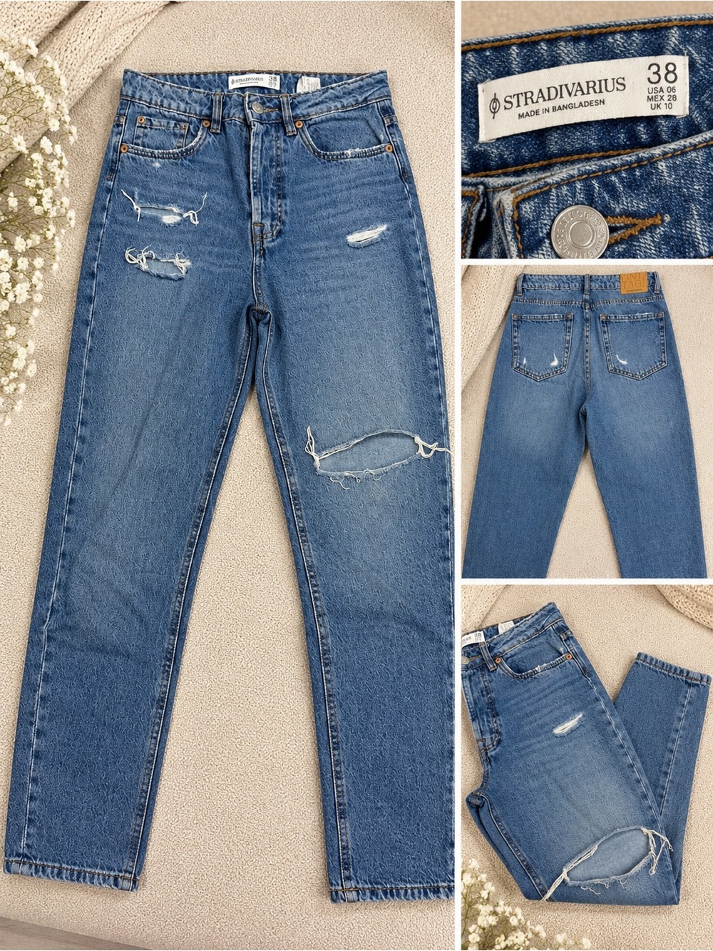 Stradivarius ripped mom jeans